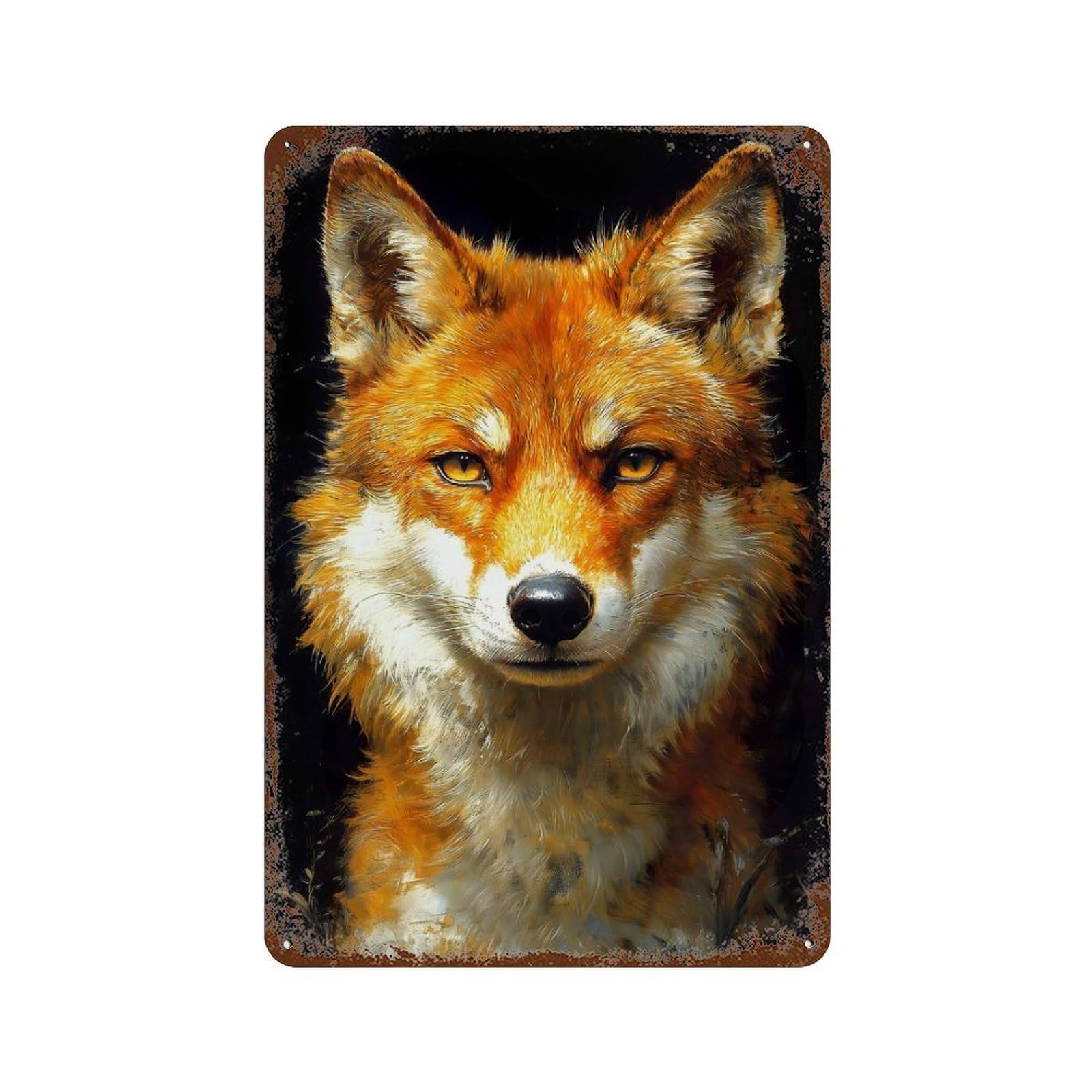 Red Shiba Inu Dog Portrait Animal Distressed Metal Wall Sign 11.8"x7.9", Shabby Chic Decor for Garage, Pub Or Kitchen