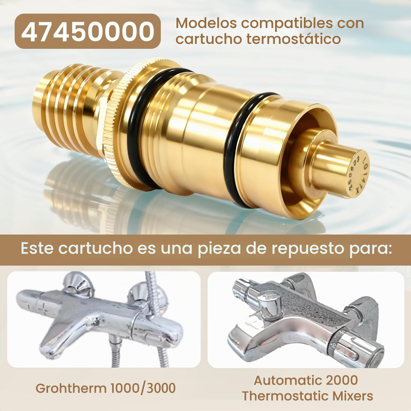 GR-47450000 - Unidad de control de temperatura de 1/2" – apto para mezclador termostático Grohtherm 1000/3000 y Automatic 2000 – Pieza de repuesto n.º 47450000