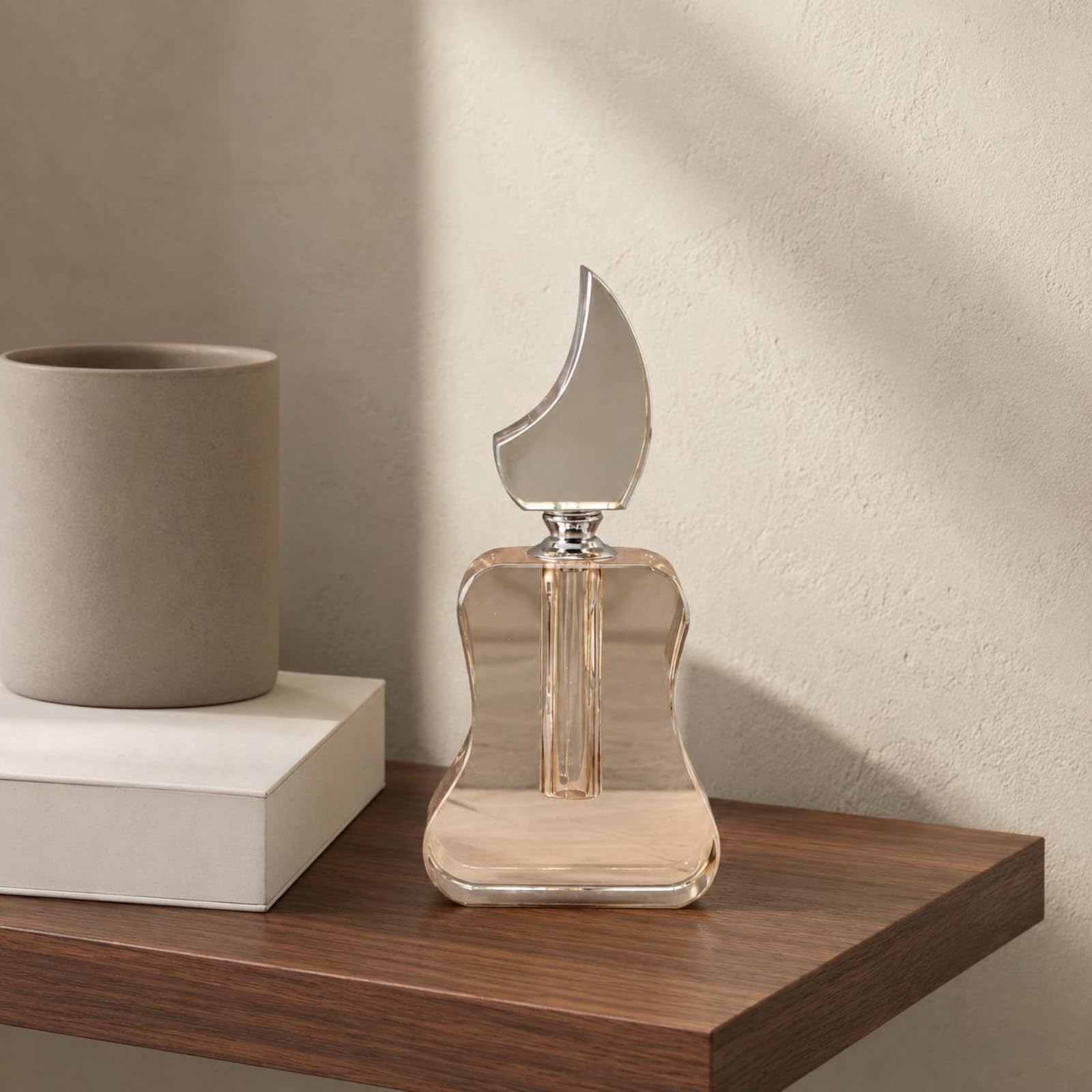 Kristall Parfümflasche Duftflakon Deko Flakon Ornament Kristalloptik mit Schlankem Hals Und Kugelstopfen aus Kristall für Kommode Couchtisch, Rosa, Mittel 6 3 17cm