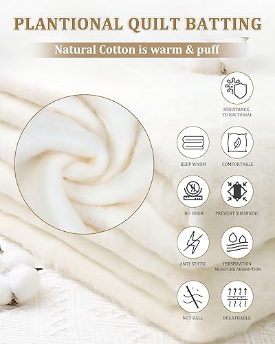 Miniatura 4 de PLANTIONAL Bateo de algodón natural para colchas: 47 pulgadas x 59 pulgadas peso ligero puramente natural para todas las estaciones edredón de bateo