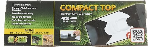 Hagen Exo Terra Mini Compact Incandescent Light Fixture for Exo Terra Glass Terrariums PT2600/PT2602 – Measures 11.8” x 3.5” x 5.9”, Black