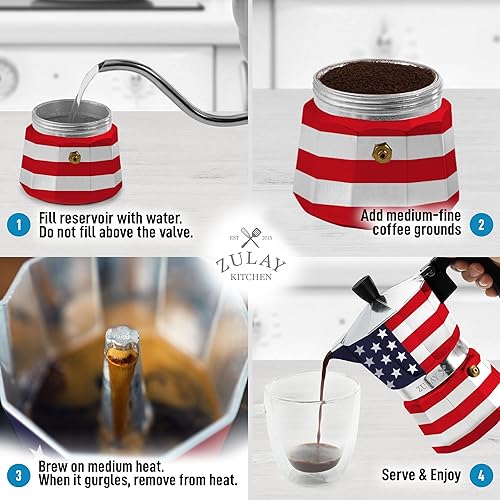 Miniatura 6 de Zulay - Cafetera moca clásica de estilo italiano, con capacidad para 3tazas de expreso fuerte y de gran sabor, para usar en estufa, fácil de usar y