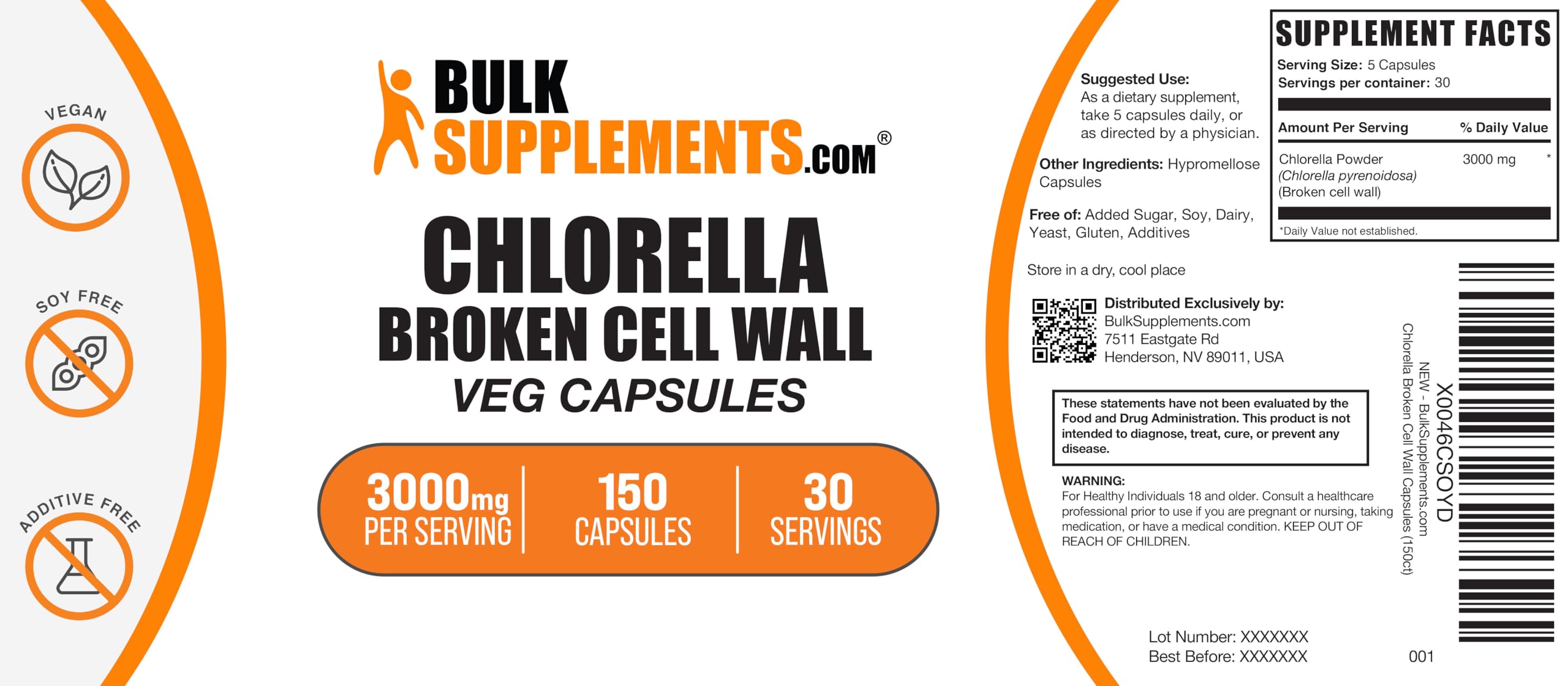 BulkSupplements.com Chlorella Capsules - Broken Cell Wall, Chlorella Supplement - Superfood Supplement, Vegan & Gluten Free, 5 Capsules per Serving, 150 Count (Pack of 1) — Amazon image 6