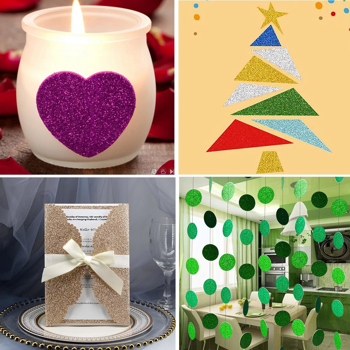 USENG 20 Fogli Carta Glitterata A4 - 10 Colori Multicolore Per Scrapbooking E Lavoretti Creativi | 250g/m² - Foto 6