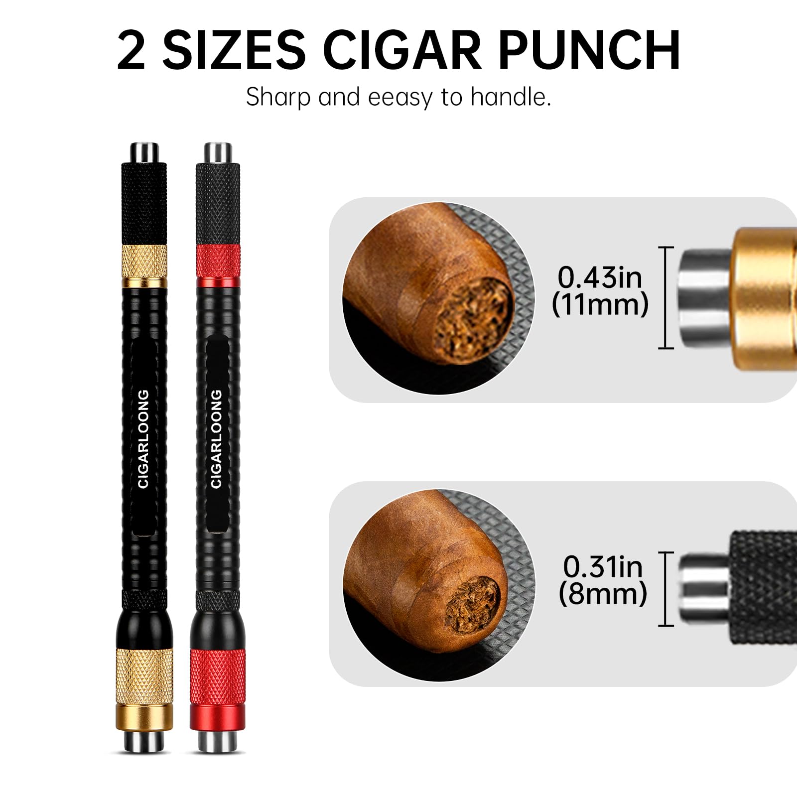 Aiguille à Cigare 4-en-1 En Acier Inoxydable - Perforateur, Tirette, Porte-cigare, Avec Porte-clés