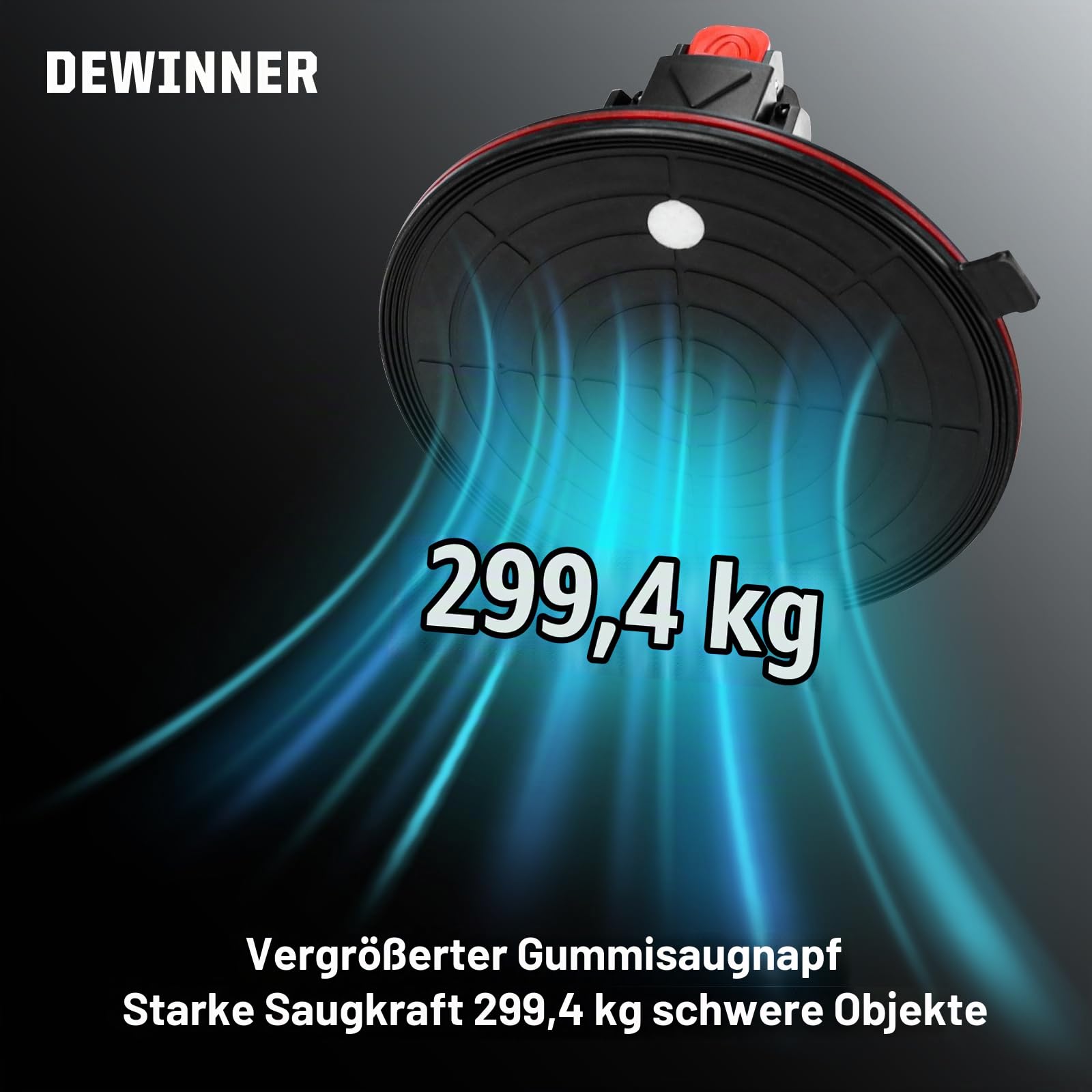 DEWINNER Glas Saugnapf mit Manometer, 2x Vakuum Saugheber, handgehaltener Glasheber, 300 kg Tragkraft, Industrielle Saugnäpfe für Ttransport Glas, Fenster, Fliesen mit Tragbarer Werkzeugkasten