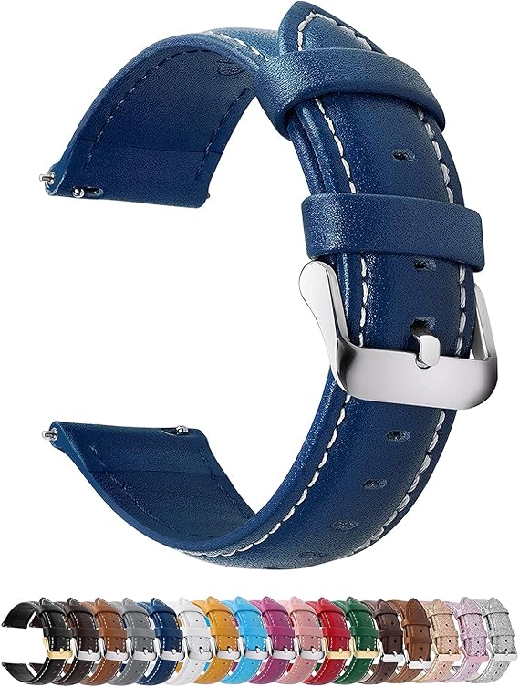 Amazon 時計バンド ベルト Fullmosa 全12色 14mm 16mm 18mm 19mm mm 22mm 24mm スマートウォッチバンド ベルト 腕時計バンド 交換ベルト本革 レザー 22mm紺青 時計バンド 腕時計 通販