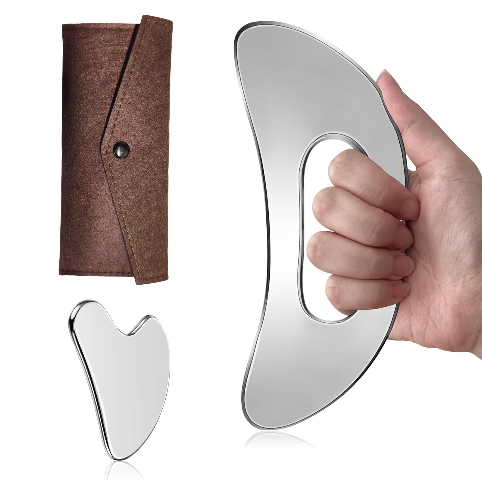 – Gua Sha Stainless Steel Facial Tool, Facial Massage Device for Lymph Drainage, Skin Care Face Massager for Relaxation, Reducing Puffiness & Muscle Recovery