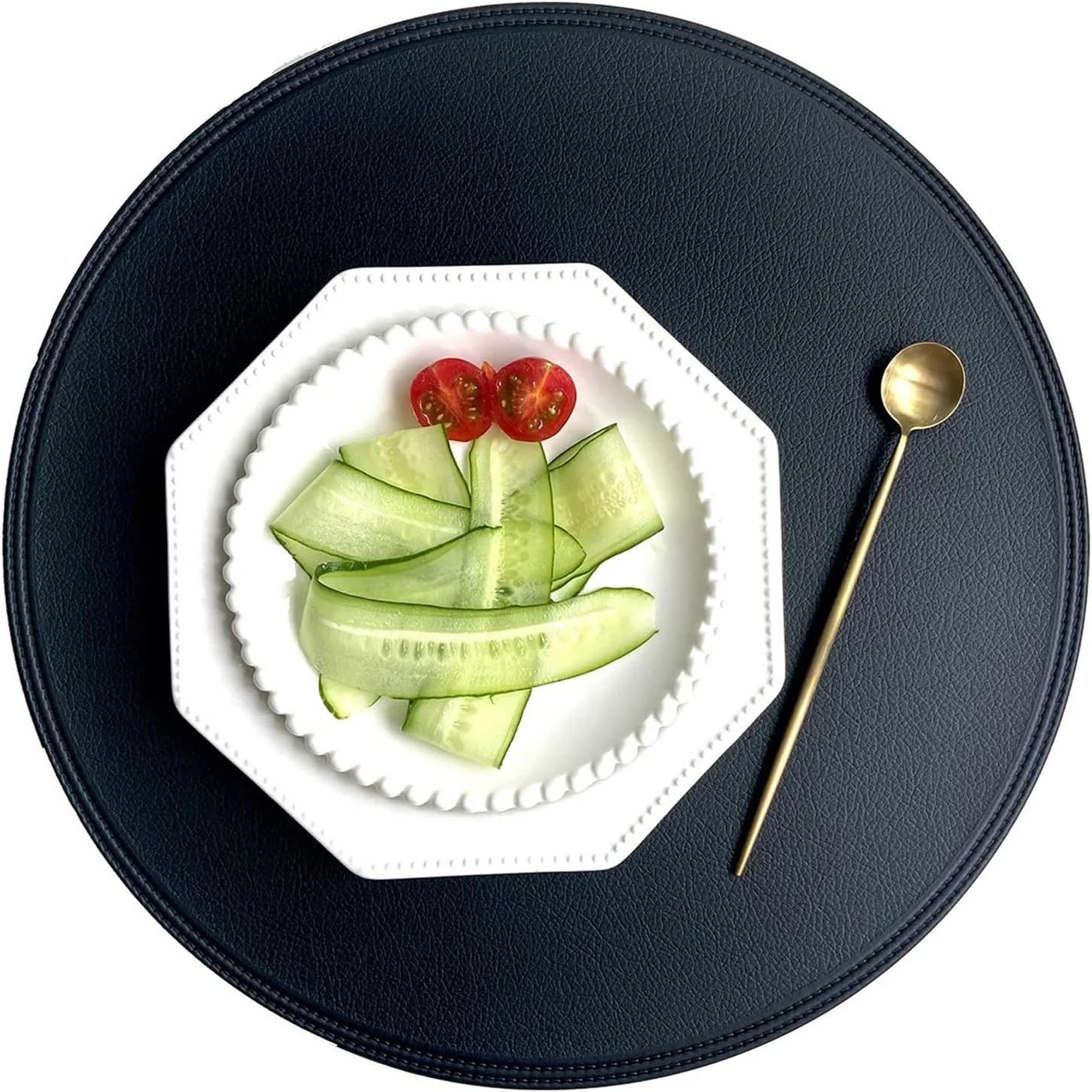 Black Round Kitchen Table Mats Non-Slip Waterproof Washable Outdoor Placemats Plate Mats for Table Decorations(YB Black,Round 38cm 6pcs)