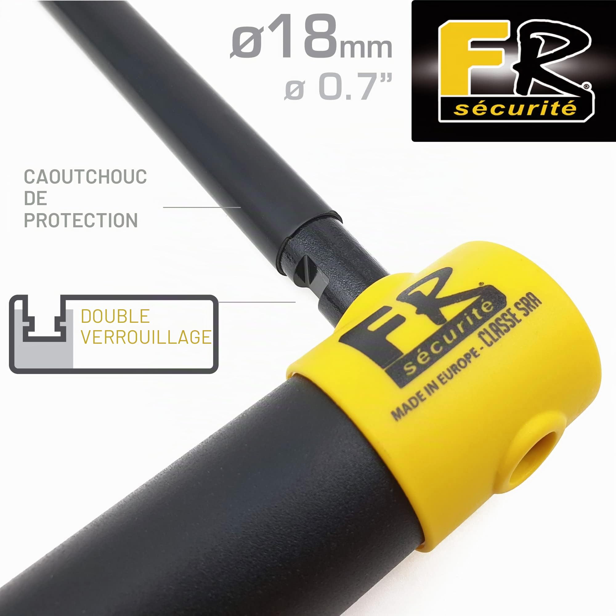 FR SÉCURITÉ FR120S Antivol Moto Homologué SRA, Haute Sécurité, U Ø18 en Acier Cémenté, Double Verrouillage avec Serrure Anti-Crochetage, Antivol Vélo U Robuste, Scooter et Vélo Électrique 120x120mm
