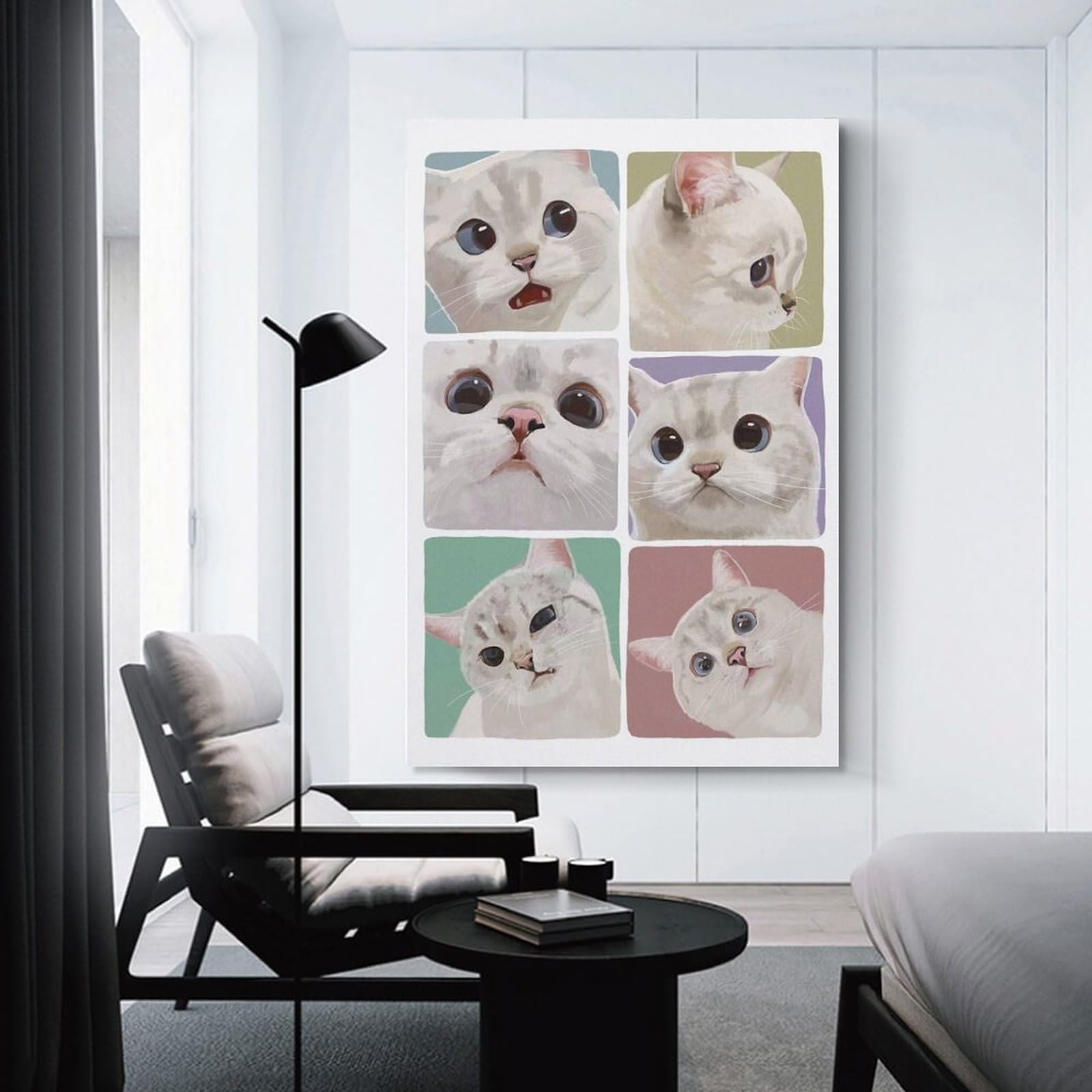 Junmoney Expressive Cat Meme Canvas Wall Decor, 12x18inch(30x45cm), for Art Walls, Layered Displays Or Homes, Home Wall Art for Statement Displays