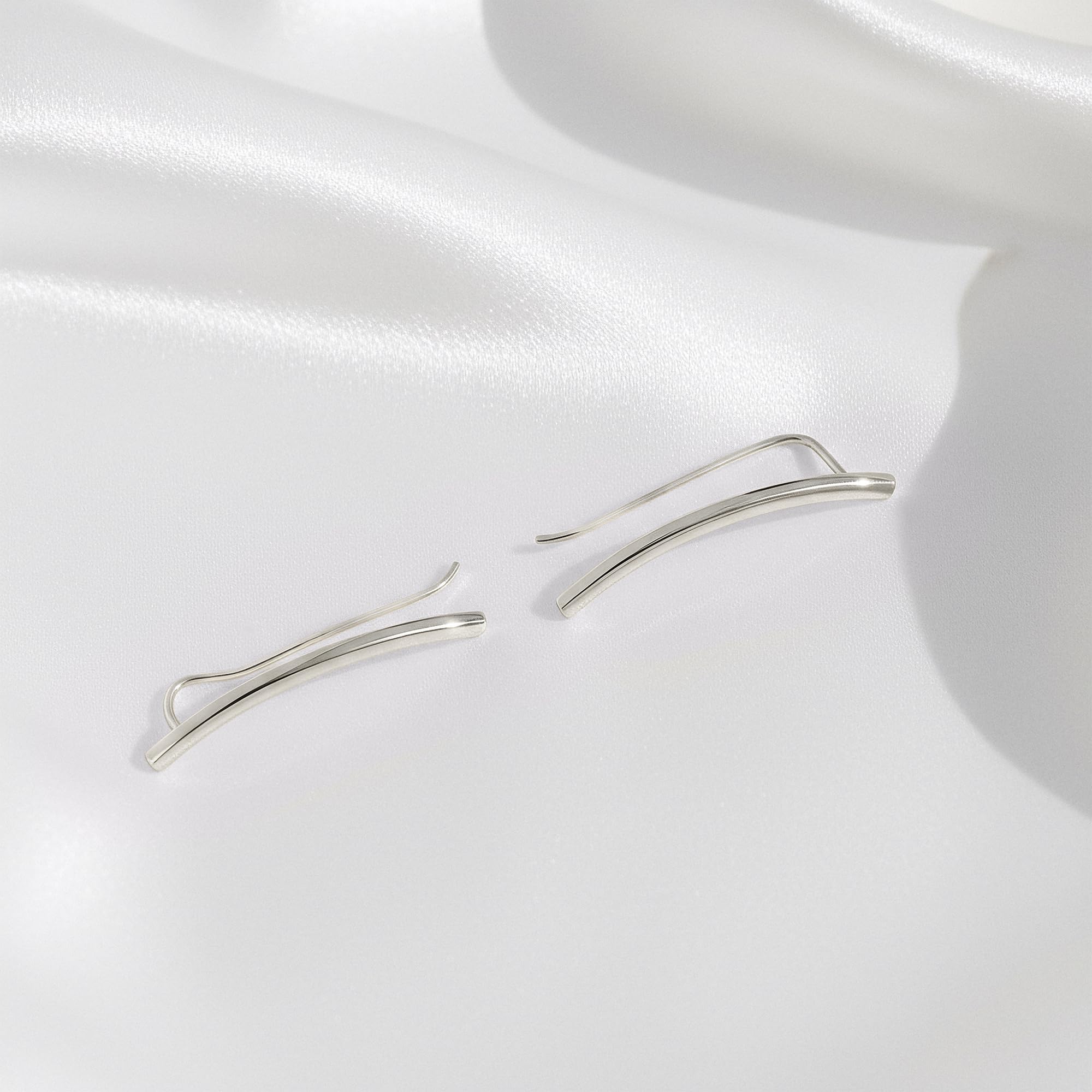 SOFIA MILANI - Pendientes para Mujeres en Plata de Ley 925 - Pendiente de Trepador de Curvado