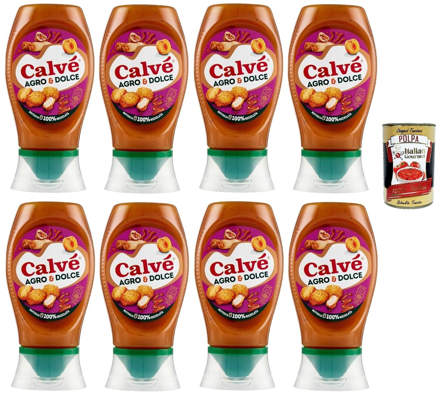 Calvé Sauce Agro & Dolce, salsa agridulce, sin gluten, sin gluten, 8 x 250 ml + polpa italiana gourmet 400 g