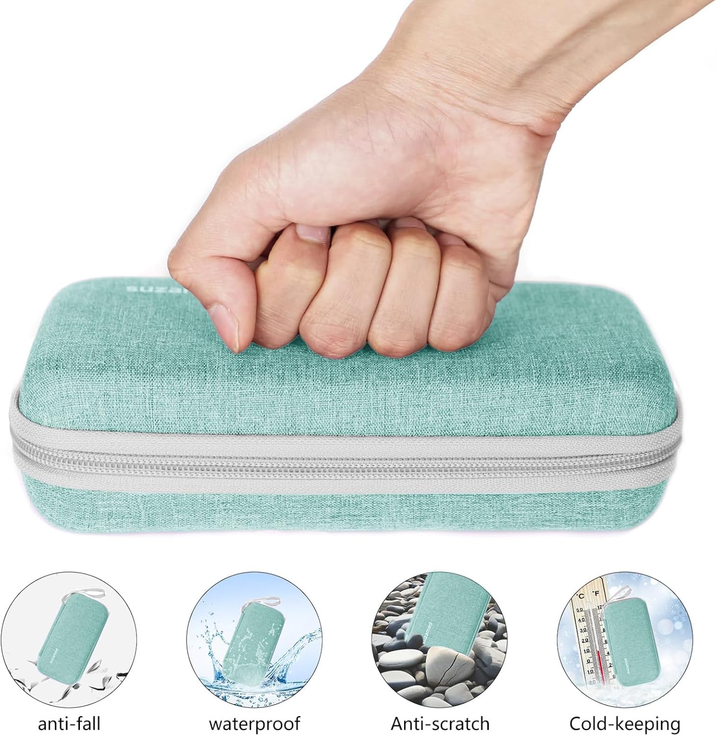 suzamed Insulin Cooler Travel Case, 2x150g Ice Pack TSA Approved, Green image 2