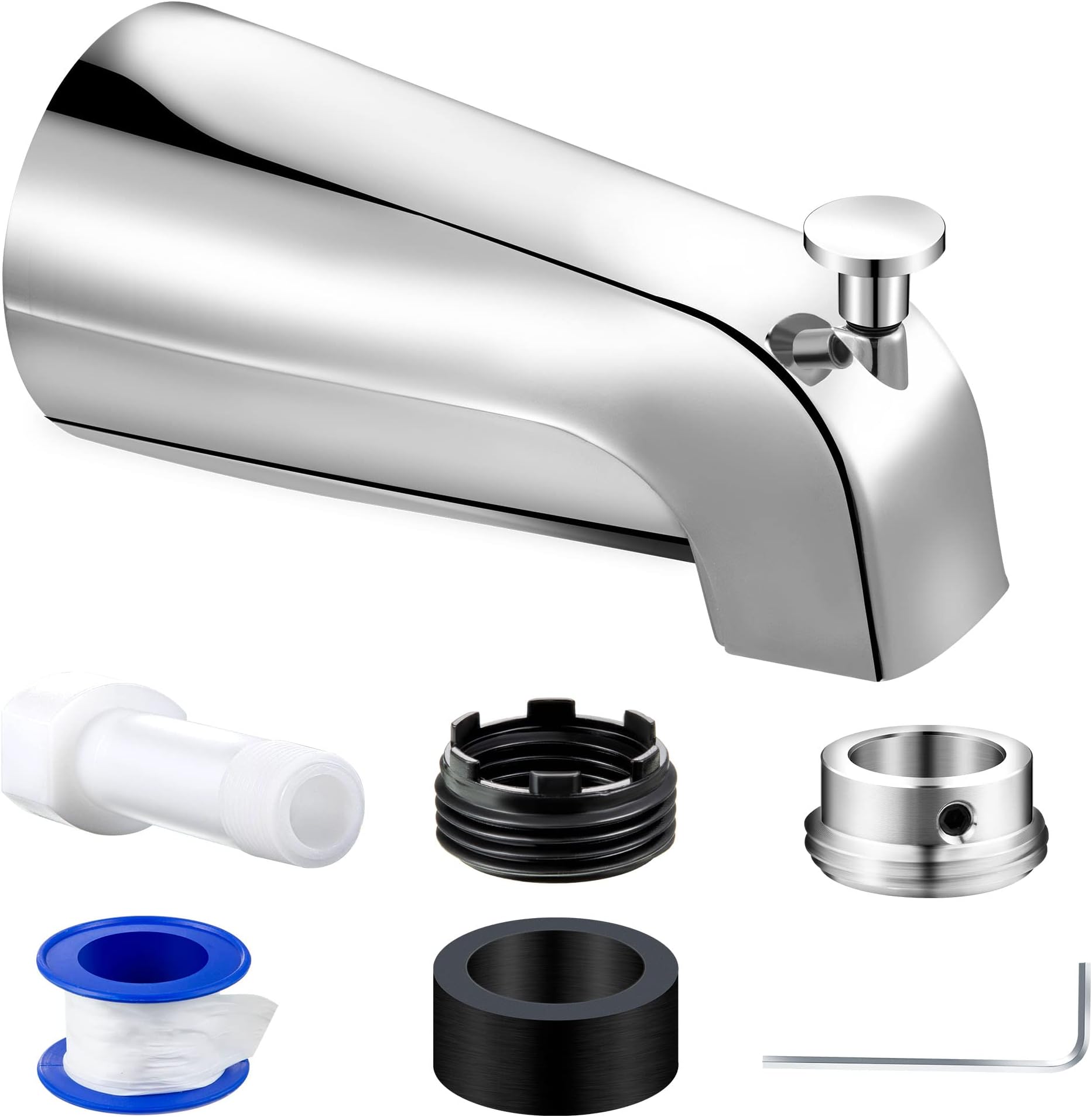 Tub Spout with Push and Pull Diverter, 3/4 inch to 1/2 inch IPS Face