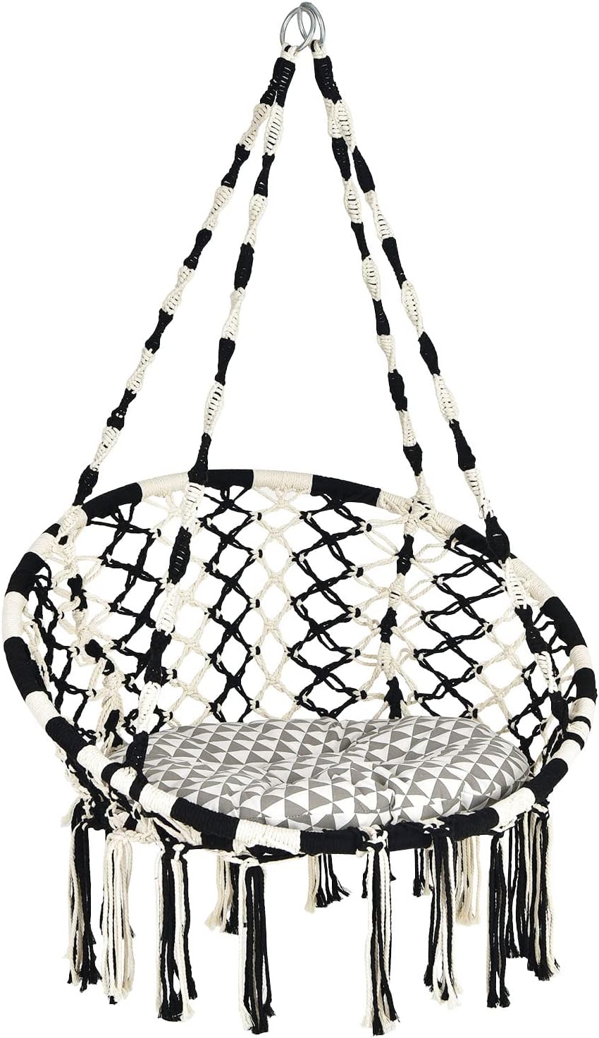 Amazon.com: PUREKEA Hammock Chair, Macrame Hanging Swing Chair with ...