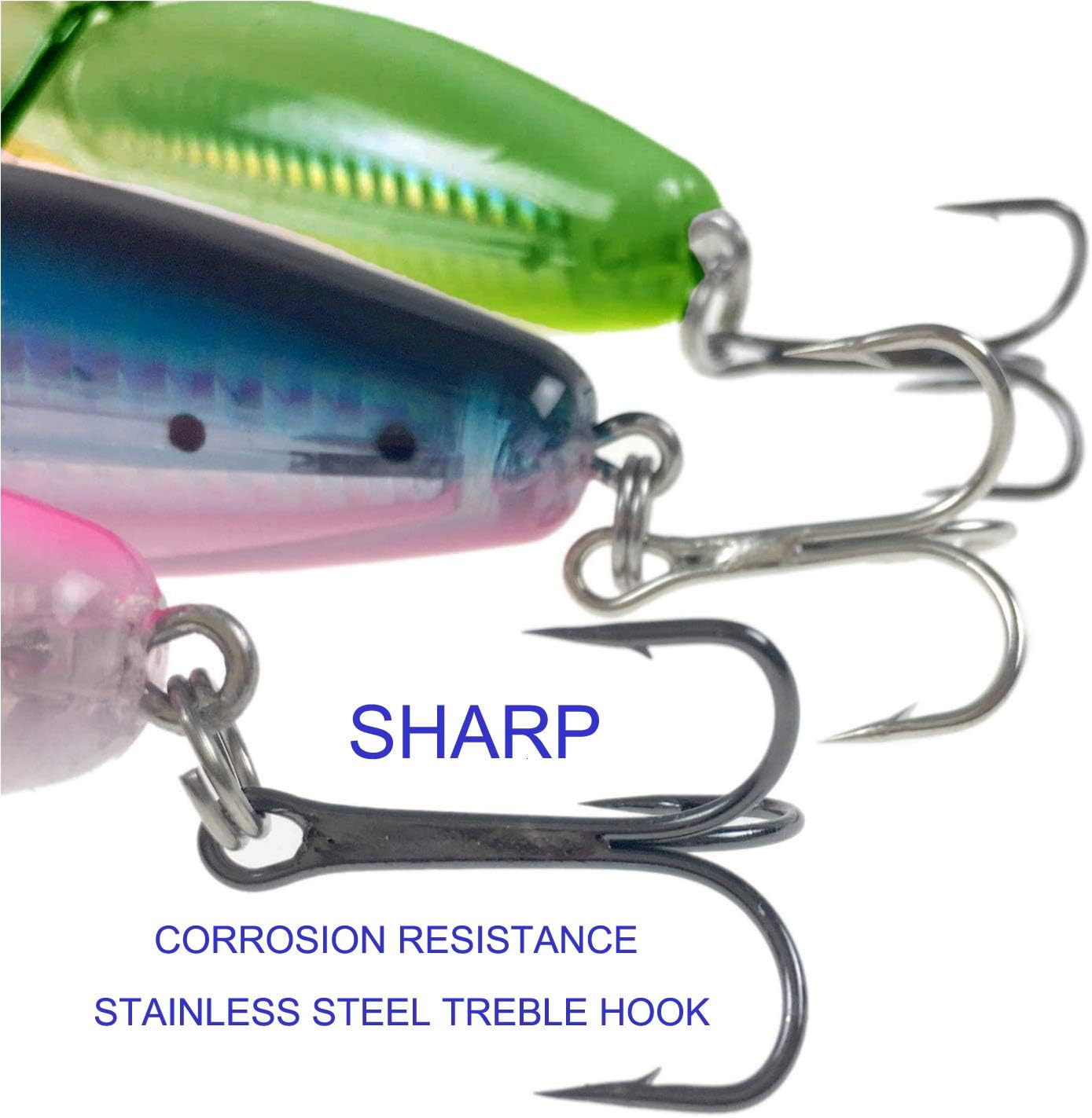 Pack of 3 Large Top Water Poppers 4.75 in/ 1.5 Oz Artificial Seal Lure 3D Eyes with Hooks and Ring for Saltwater Offshore, Surf Fishing Striped Bass, Bluefish