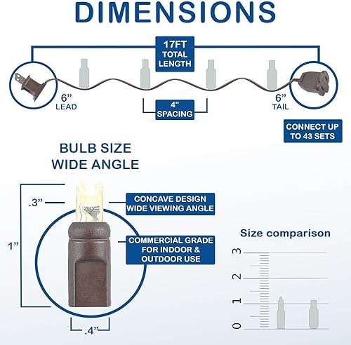 Miniatura 2 de Novelty Lights Luces LED de otoño con cable marrón claro de 17 pies, 50 pies, para exteriores, grado comercial, amarillo/rojo/naranja, bombillas de