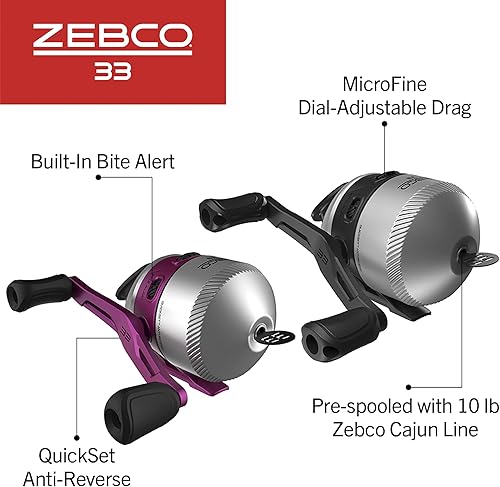 Miniatura 4 de Zebco 33 Spincast Reel and 2-Piece Fishing Rod Combo, 5-Foot 6-Inch Durable Fiberglass Rod, Quickset Anti-Reverse Fishing Reel with Bite Alert