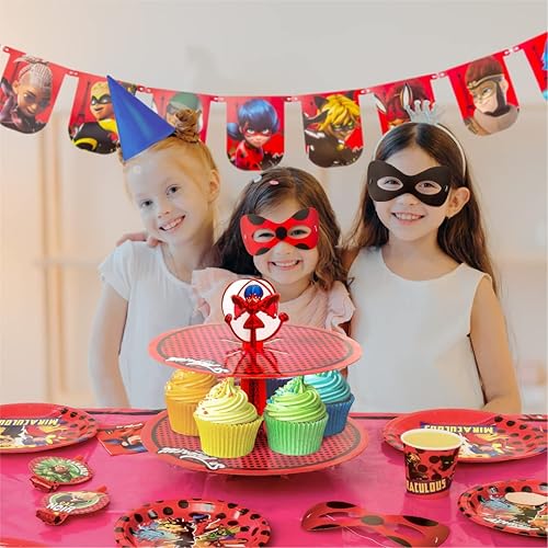 Miniatura 6 de Miraculous Juego de platos de papel de mariquita – 20 platos – celebración, fiesta de cumpleaños, niños pequeños – Cat Noir – Suministros para