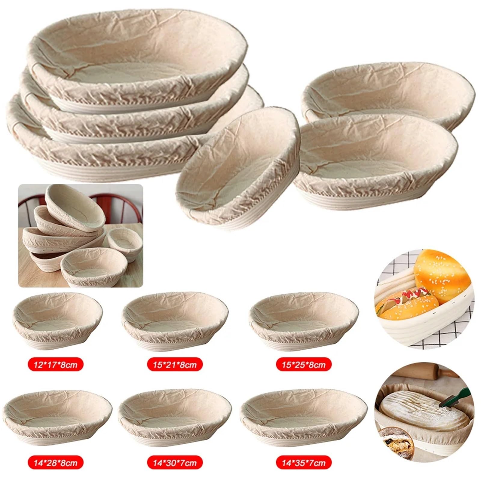 Cestino for la lievitazione del pane in rattan for fermentazione Cestini for della pasta in vimini ovale in Stampo for il Strumenti di cottura Per Pane(21X15X8cm)