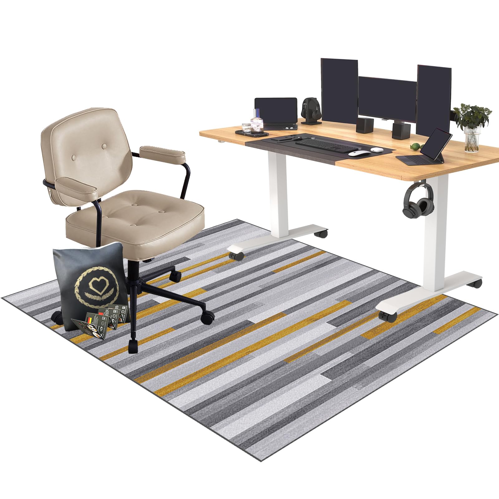 CCTSA 120 x 160 cm Office Chair Mat for Carpeted and Hard Floor | Multi-Purpose Carpet Protector | Gaming Chair Mat | Anti-Slip Low Pile Carpet Mats for Home Office | Floor Protectors for Chairs