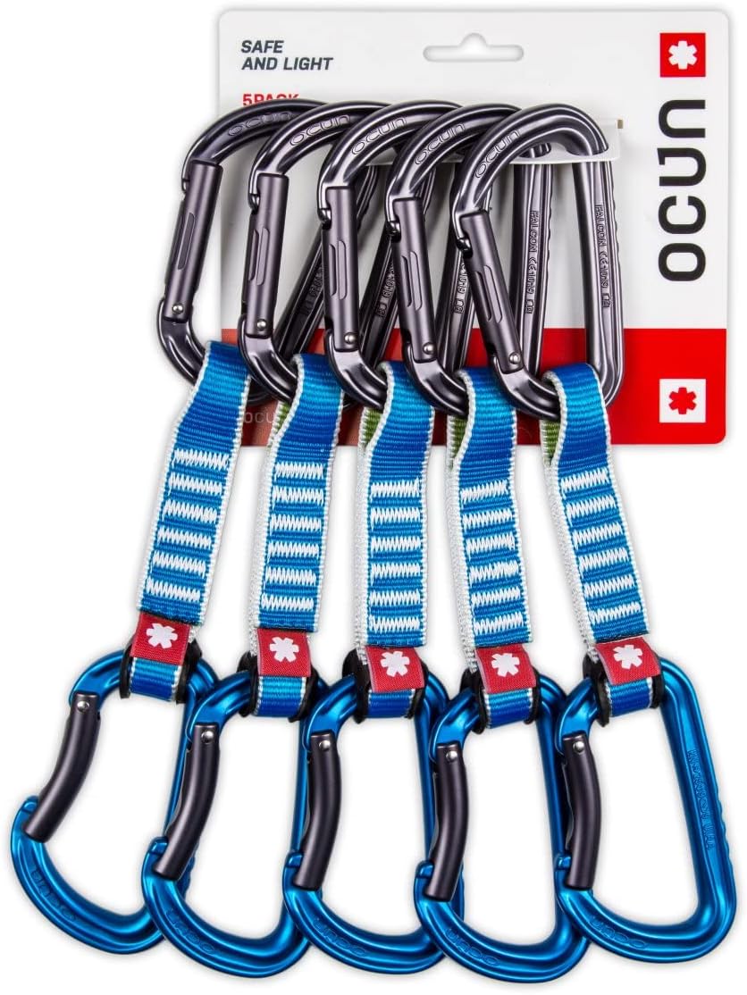 Ocun Falcon Quickdraw Zoom PA 15/22 Straight Carabiner 5-Pack for Rock Climbing