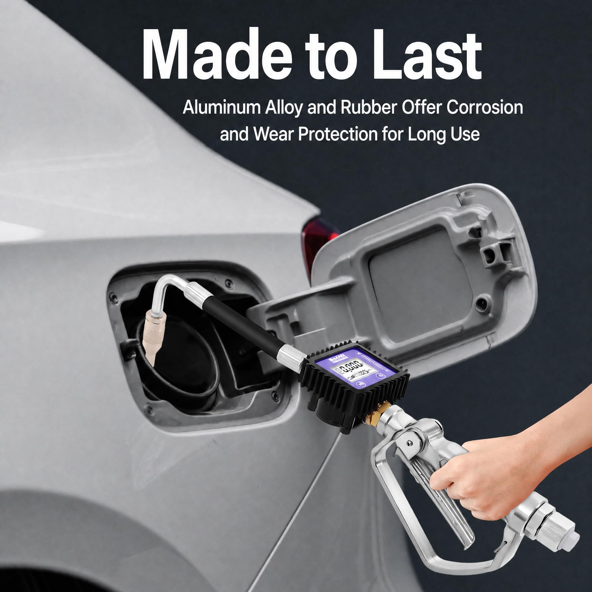 Pompa di trasferimento digitale, distributore di olio elettronico per auto, officina, argento | Ideale per officina e garage, ergonomico, con display LCD, consente un dosaggio del liquido comodo e veloce