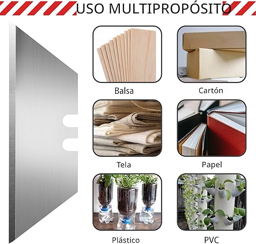 Miniatura 5 de DIYSELF Paquete de 50 Cuchillas para Cuchillo Utilitario, Cuchillas Cortadoras de Caja de Acero SK5 con Dispensador, Cuchillas Estándar