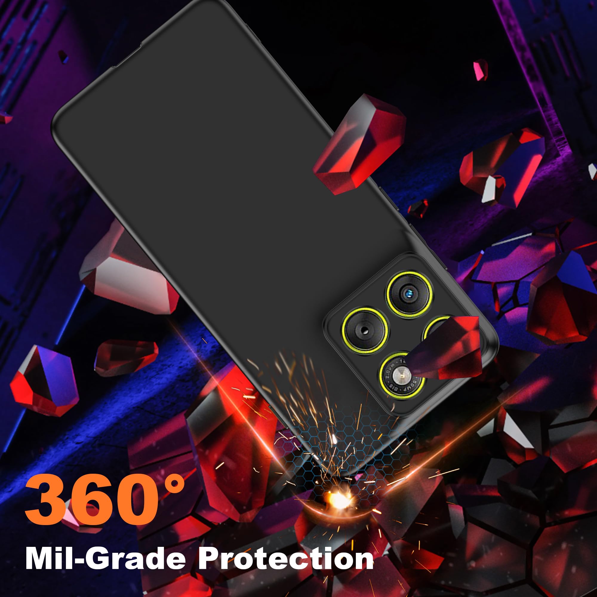 Custodia EASSGU Per Motorola Edge 70 (6.67") – Cover In Vetro Sfumato Rosso-nero, Antiurto E Antigraffio, Sottile E Dal Tocco Morbido