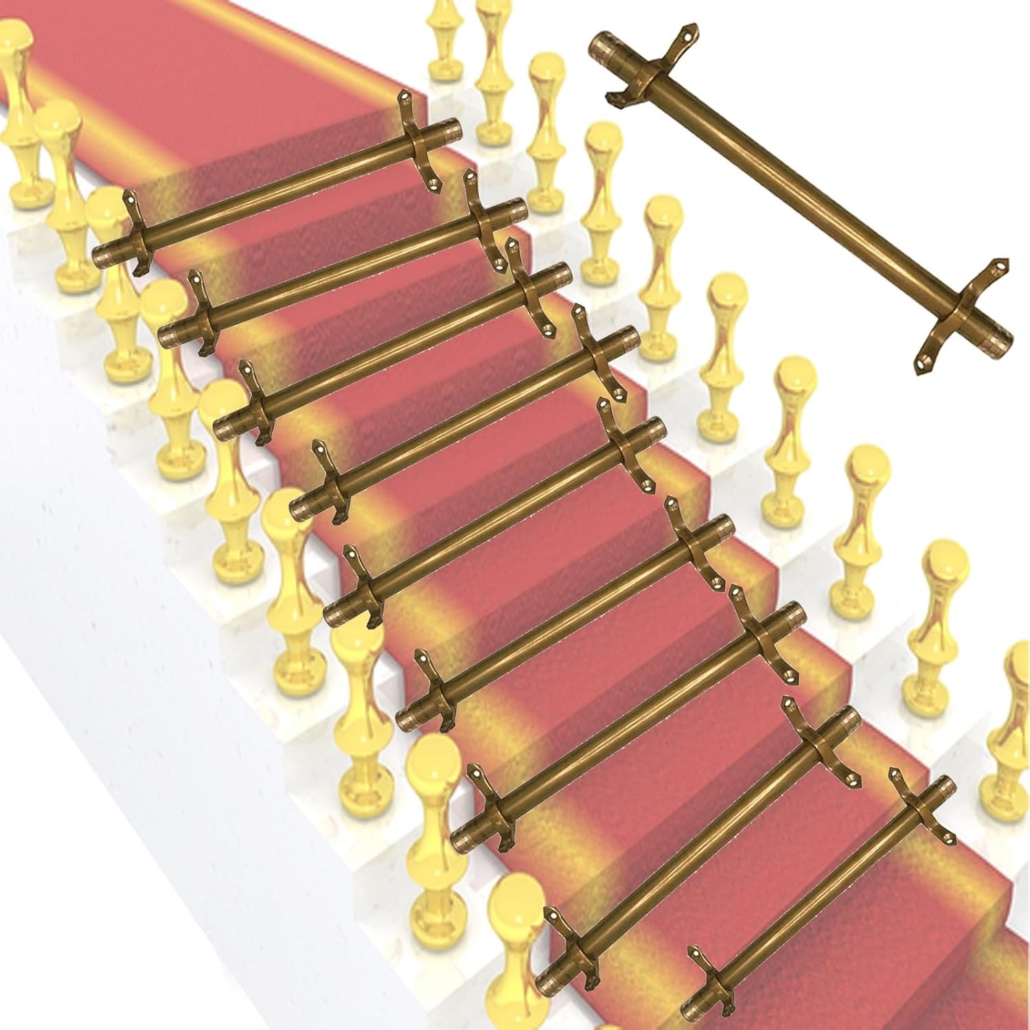 10 Packs Home Stair Rods for Carpet Runners Antique Brass, 48 46 44 42 40 38 36 32 30 28 Inches Decorative Stairway Rug Tread Tubular Bars for Wooden Steps, Easy Removable,Light Coffee-L38inch