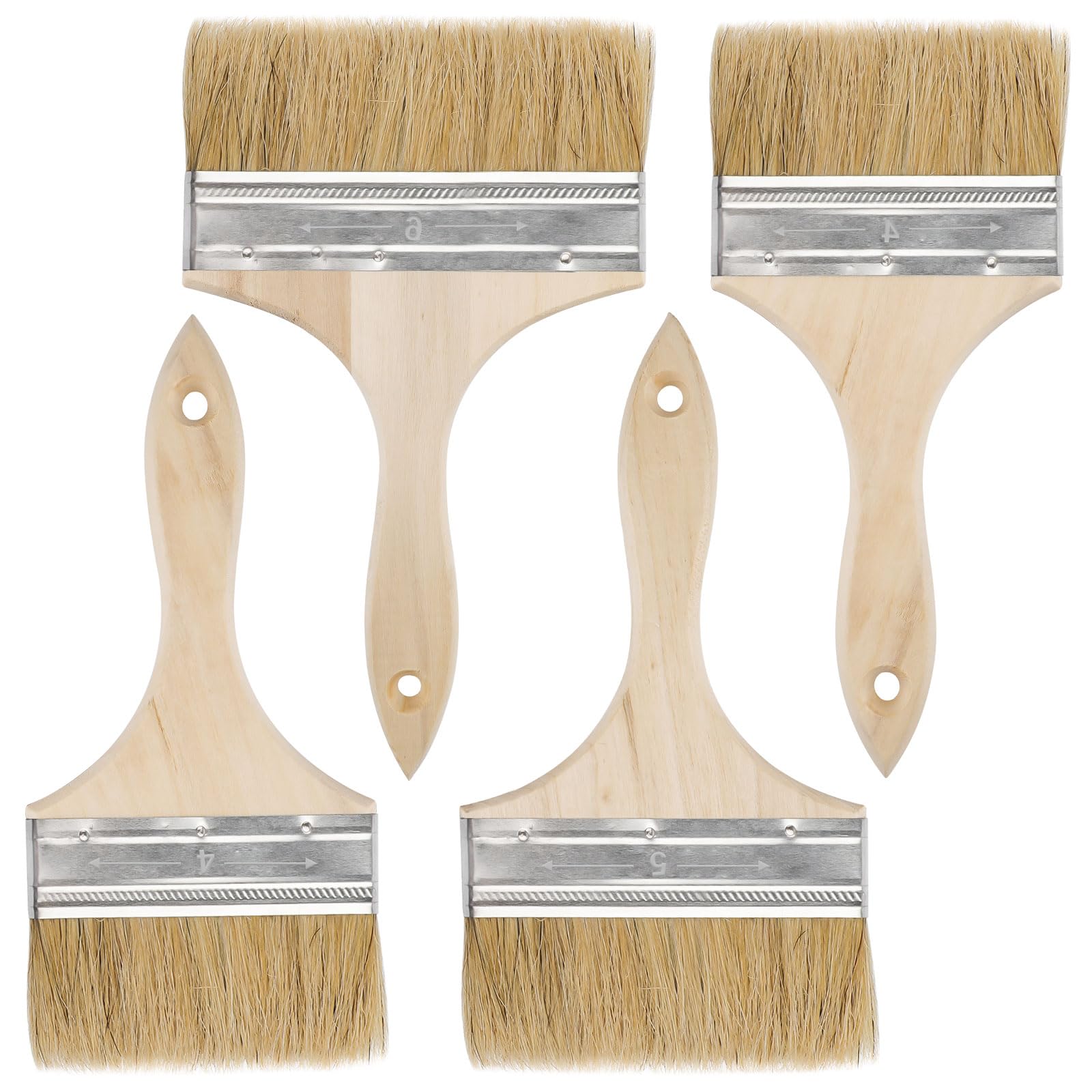 5-Pack Double Thick Chip Paint Brush Set – Angled & Flat Brushes, Wooden Handles, Non-Shedding Bristles – For Walls, Fences, Varnish, Glue, And Art Crafts (1", 1.5", 2", 2.5")