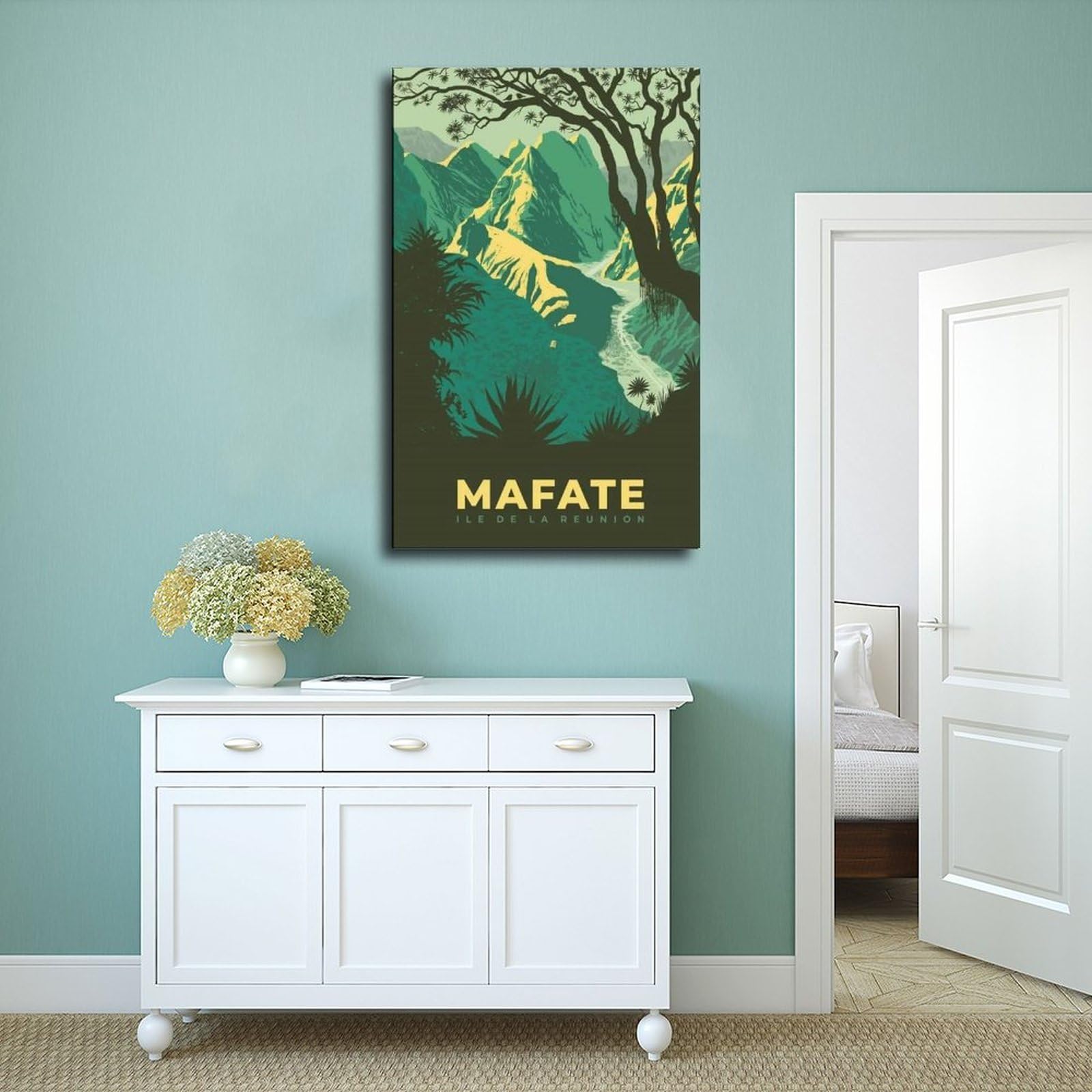 Poster Vintage « Travel To Mafate » Sur Toile - 30 X 45 Cm - Décoration Murale Moderne Pour Chambre Ou Salon