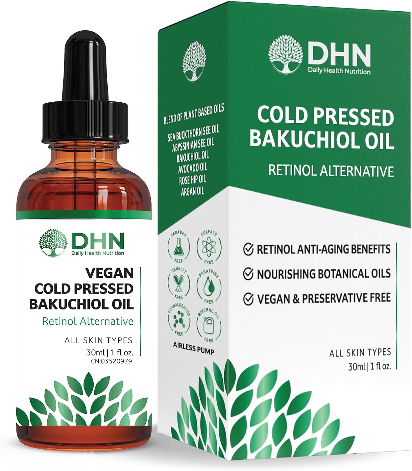 Vegan Cold Pressed Bakuchiol Moisturizing Facial Oil + Rose Hip, Abyssinica, Argan & Sea Buckthorn Plant Oils, Vitamin E & C. Bakuchiol is Nature’s Non-Irritating Retinol Alternative. Dry-Skin Defence, 100% Preservative Free, Sensitive Skin Safe. Made in Canada Vegan Cold Pressed Bakuchiol Moisturizing Facial Oil + Rose Hip, Abyssinica, Argan & Sea Buckthorn Plant Oils, Vitamin E & C. Bakuchiol is Nature’s Non-Irritating Retinol Alternative. Dry-Skin Defence, 100% Preservative Free, Sensitive Skin Safe. Made in Canada