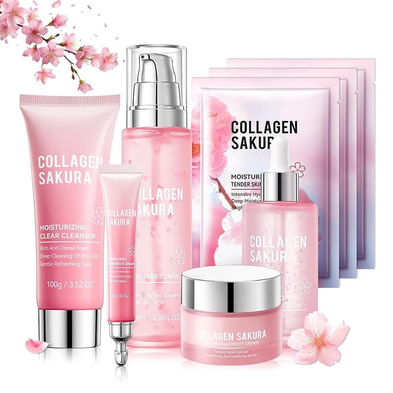 Kit de cuidados com a pele LZYLLS com 8 peças, sabonete facial, creme para os olhos, tônico, creme facial, sérum facial e 3 máscaras