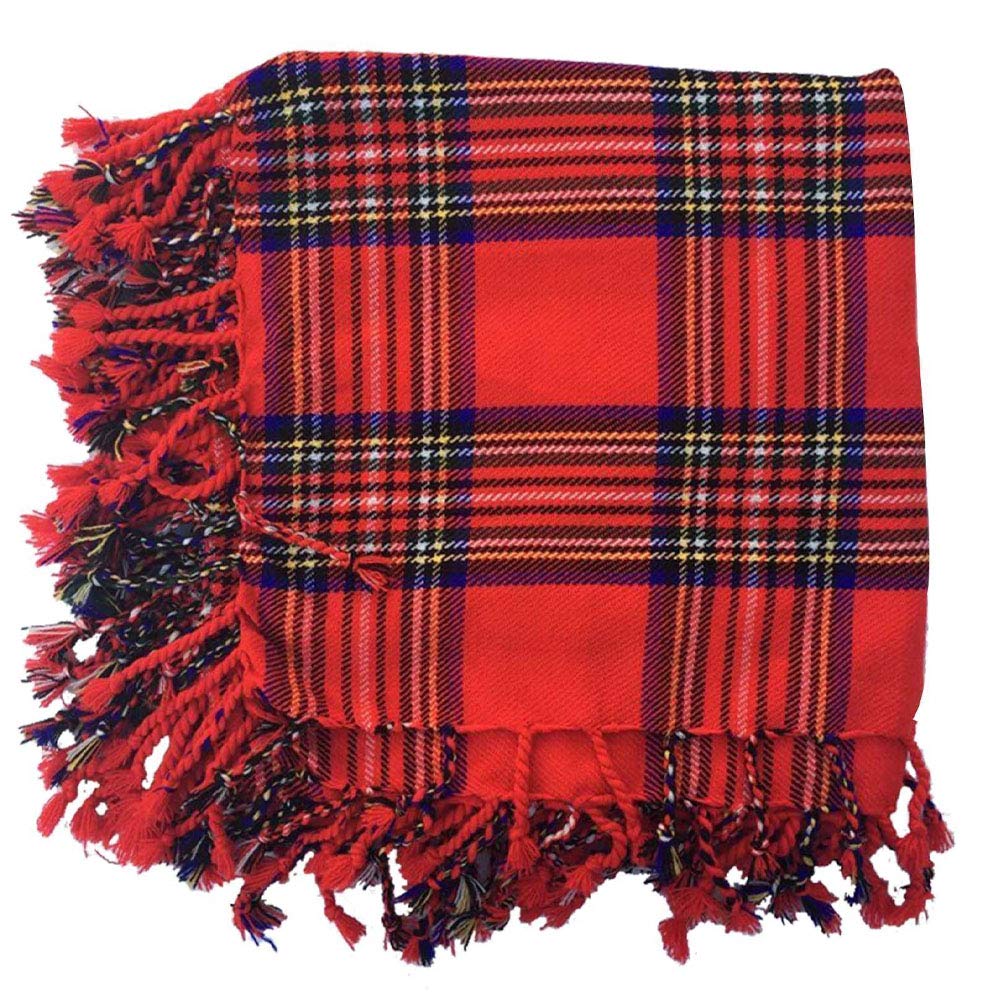 Tartancity Men's Red Highland Kilt Fly Plaid Royal Stewart Tartan 48" X 48"/Scottish Fly Plaid