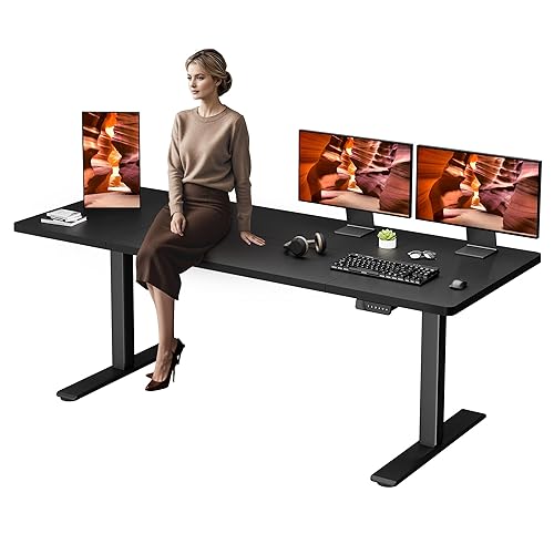 FitStand Dual Motor Standing Desk, Large Stand Up Desks, 79x31 Inches Electric Sit Stand Desks, 4 Memory Preset Adjustable Height Computer Table for Home Office with Splice Board (Black) - Black - 7931