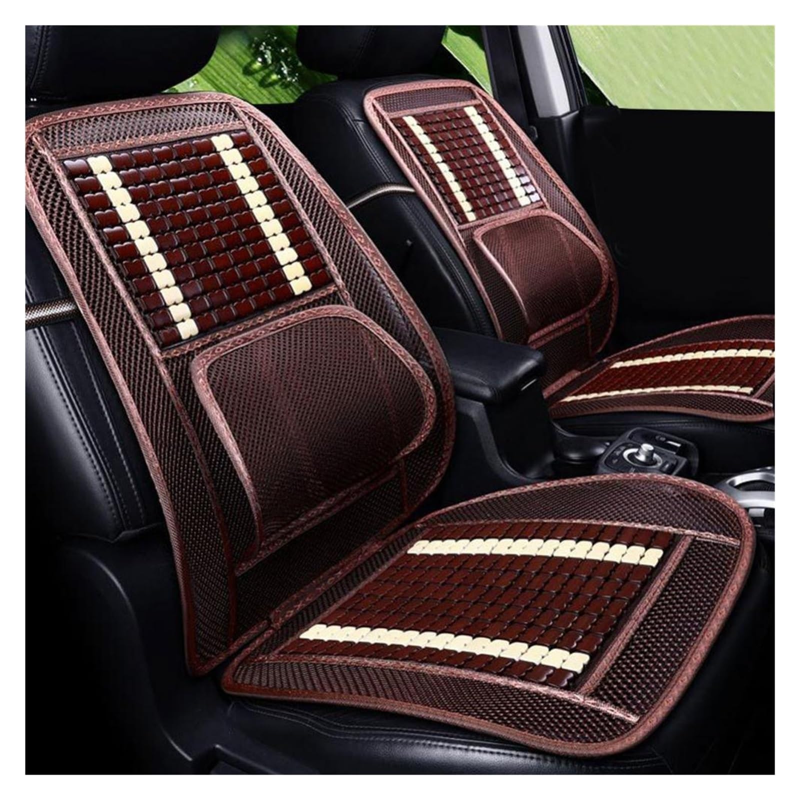 Copri-Sedile Tappetino per cuscino in rete per raffreddamento estivo del seggiolino auto con perline di legno da massaggio。 Coprisedili Auto