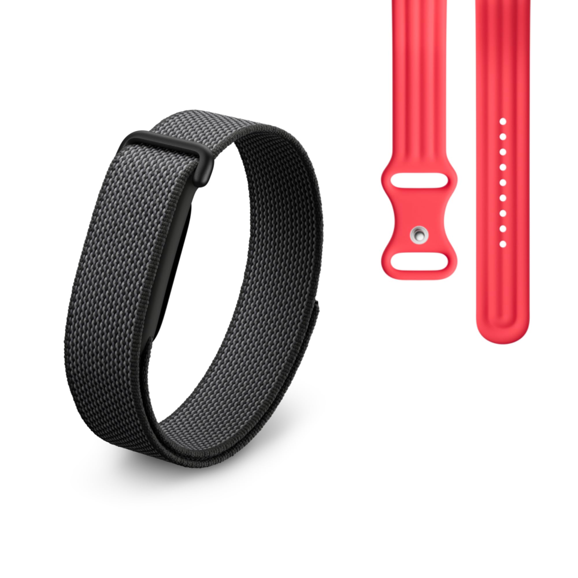 Google Fitbit Air - Activity tracker senza schermo con monitoraggio di fitness - Compatibile con iOS e Android - Nero ossidiana + Cinturino sportivo per Fitbit Air - Rosso lampone, large