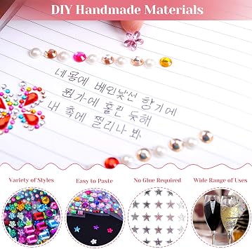 Self Adhesive Rhinestones, Cridoz 735Pcs Craft Gems Self Adhesive Jewels Stickers Crystal Jewels and Gems for Crafts (12 Sheets Assorted Shapes and Sizes)