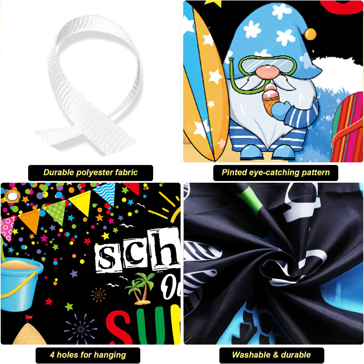 Schuljahresende Banner Tropisches Thema – 180x109 Cm, Wasserdicht