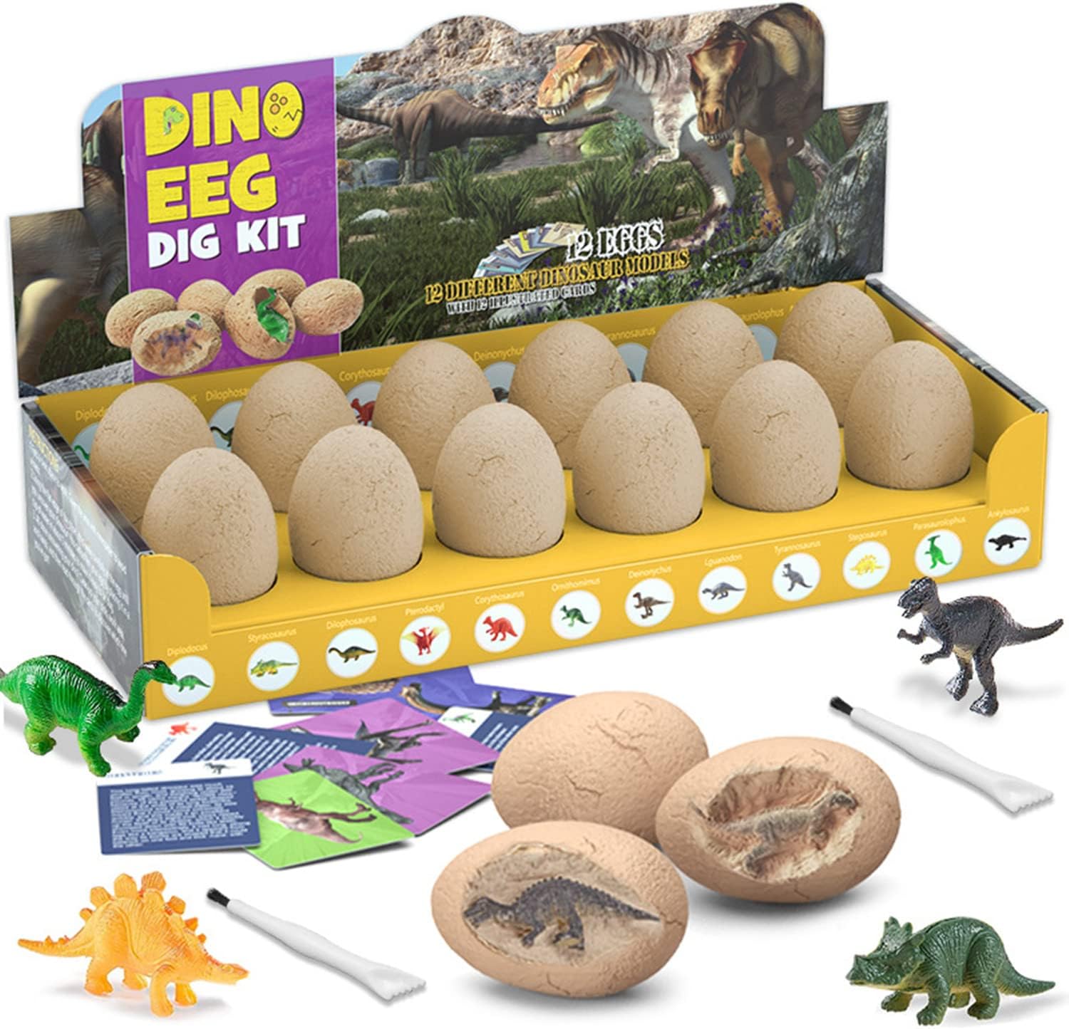 Dinosaur Eggs Dig Kit,Dinosaur Toys For Boys 7-8 Year Old,Dig Up Dino And Discover 12 Different Dinosaurs,Science Stem Activities - Educational Easter Gifts & Girls Age 3-5 5-7 Old