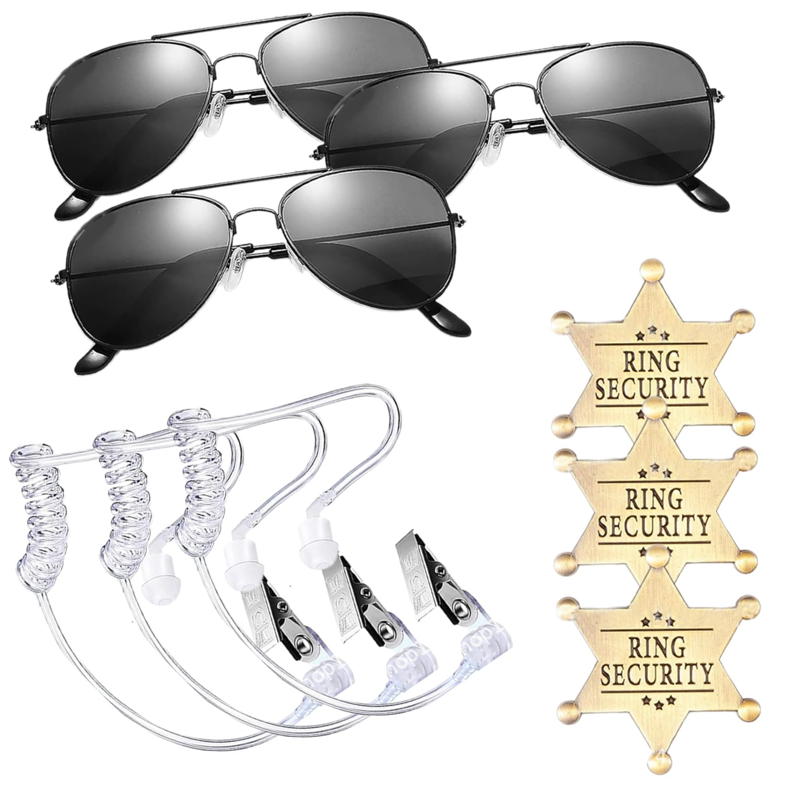 Déguisement d'Halloween sécurité secrète complet avec lunettes écouteur et badge - 7