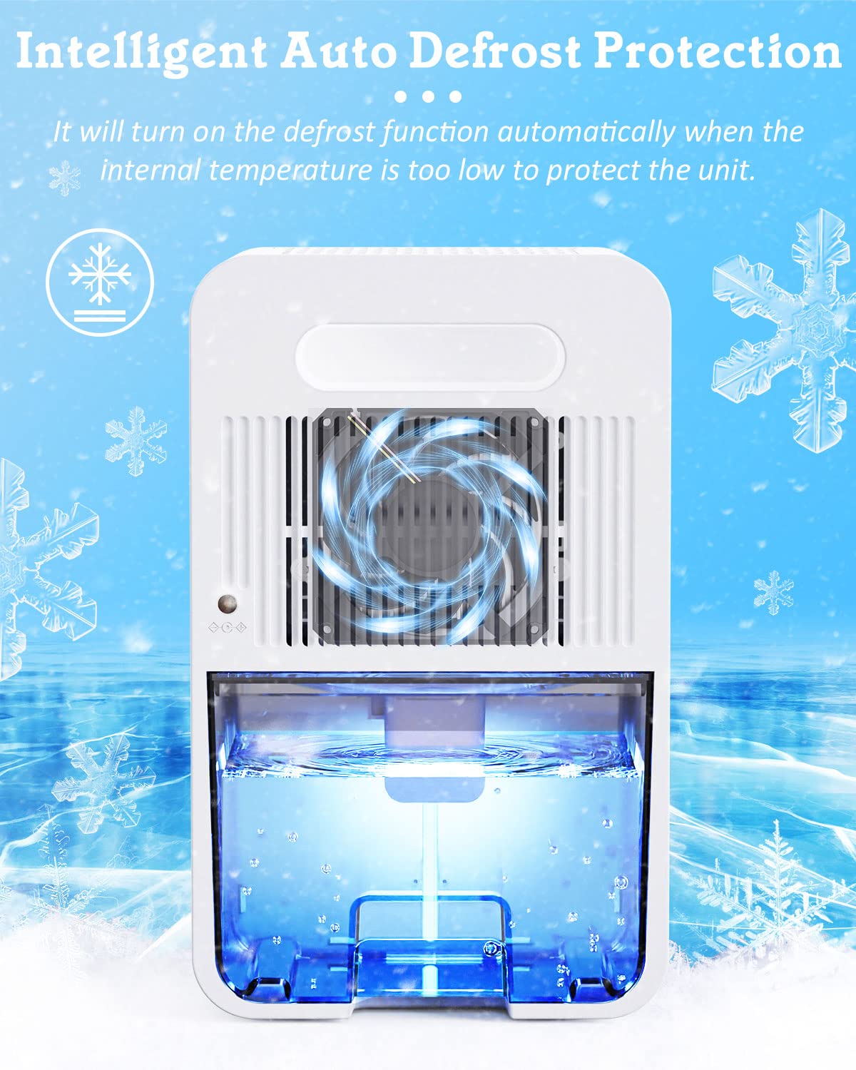 Deumidificatore KIMBONNI Portatile - Per Cantina, Bagno, Ripostiglio | Timer 48h, Auto-Spegnimento, 7 Luci