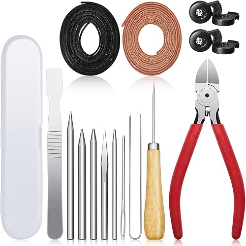 Fabbay Kit de 16 piezas de guantes de cuidado de guantes, 2 cordones de cuero de 78.74 pulgadas, 4 cerraduras de guante, 7 agujas de cordones,