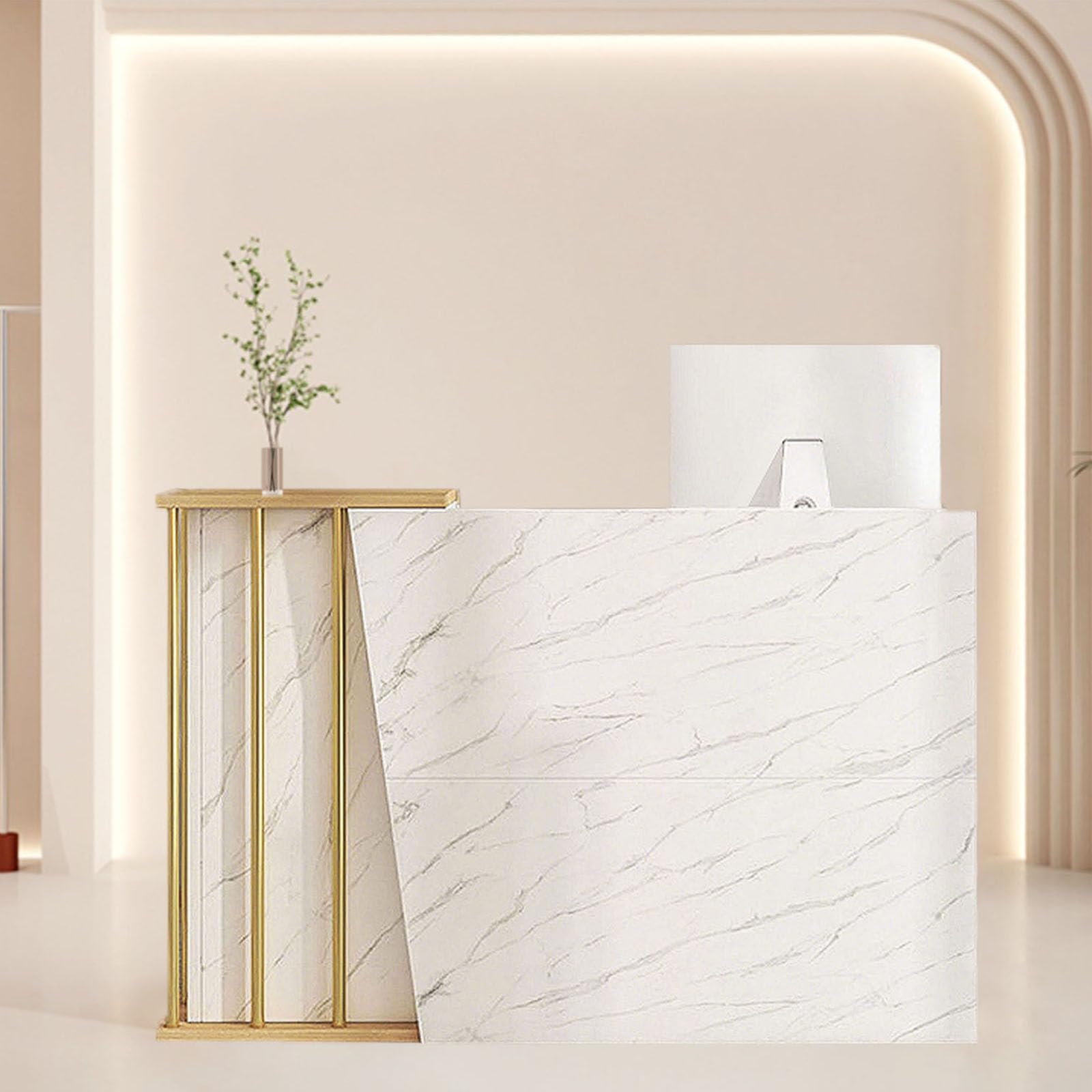 Banco Reception, Bancone Cassa,per Reception Parrucchiere, Aziendali,Hotel,Negozi di Abbigliamento Scrivania Reception,Bancone del Negozio(Size:120x40x90cm,Color:Marmo)