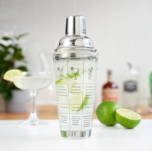 Miniatura 5 de True Coctelera de vidrio con 7 recetas clásicas y medidas para cócteles fríos, accesorios de bar en casa, herramientas de bar, regalos de barman,