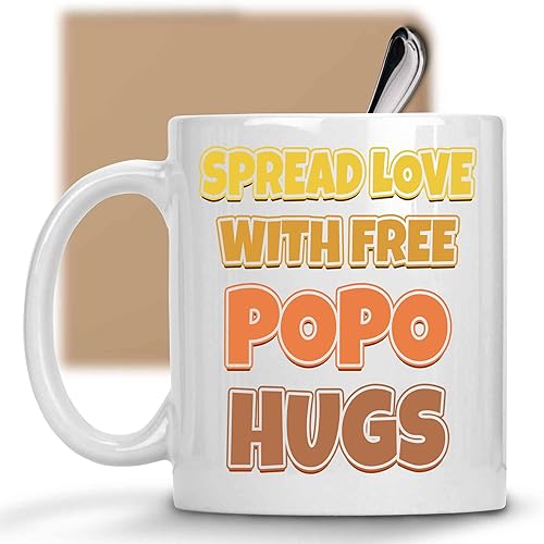 - Lgbt Family Pride Gift, Surprise for Popo's Birthday - Hugs Supporters, Rainbow Quote on 11 Oz White Ceramic Coffee Mug