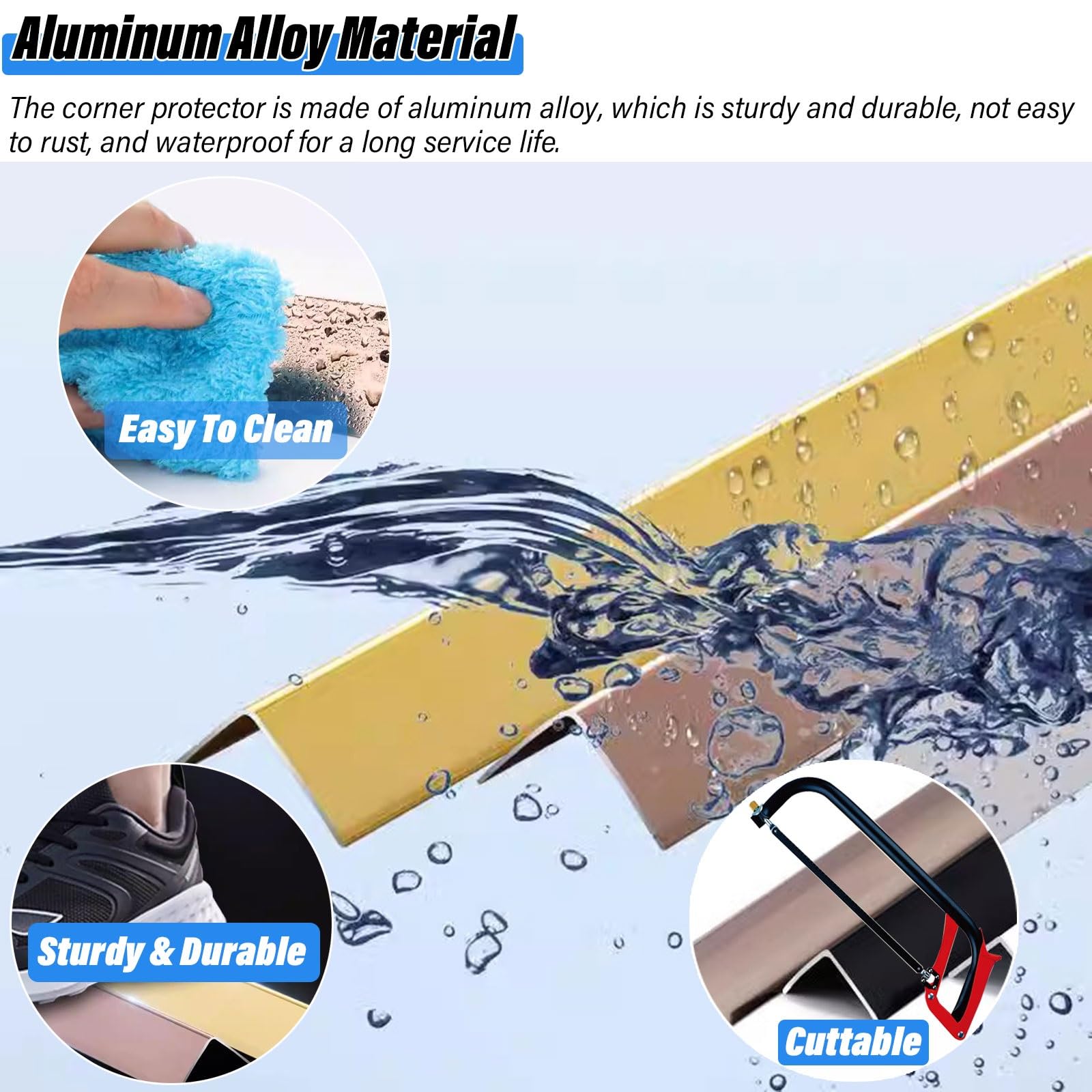 Perfil lleno plano Aluminio Esquinero De Pared De Aleación De Aluminio, Paquete De 2, Protector De Esquinas De Revestimiento Metálico Protector De Esquinas Para Casas Oficinas Escuelas Protección ( Co