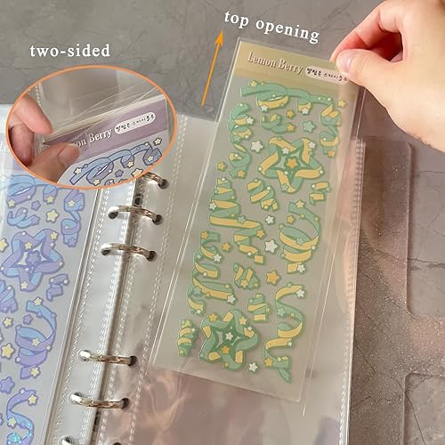 Miniatura 2 de Clear Sticker Organizer Storage Binder for Kpop Deco Stickers A6 Sticker Book Collecting Album for Planner Scrapbook and Journal Stickers Displaying